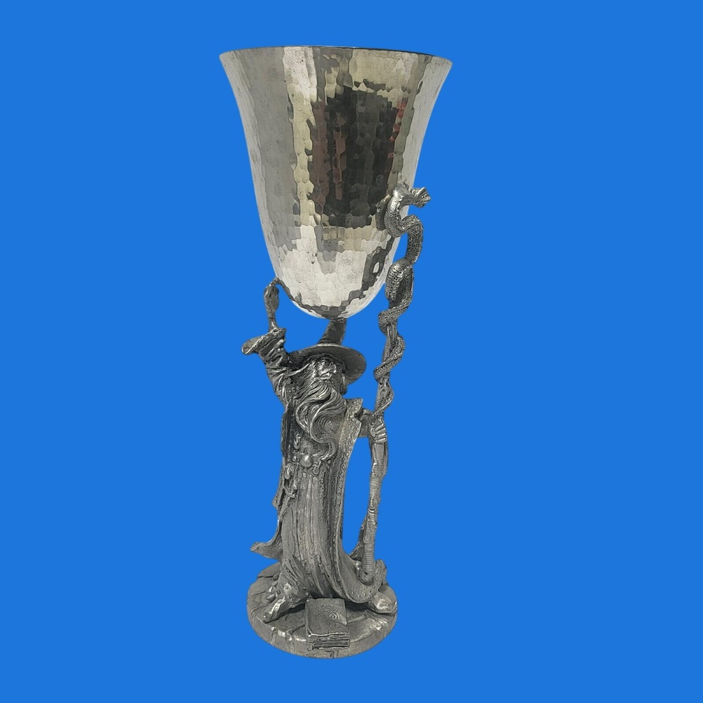 Ballena Bay Pewter Wizard Chalice Hammered Metal Cup Serpent Staff 152/500